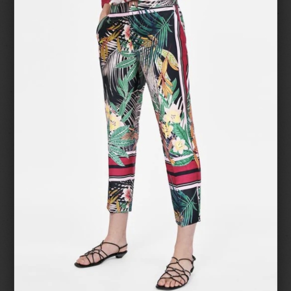 Zara Tropical Print Pants - Picture 8 of 9